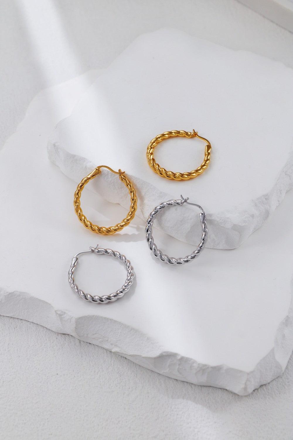 Silver Twisted Loop Earrings