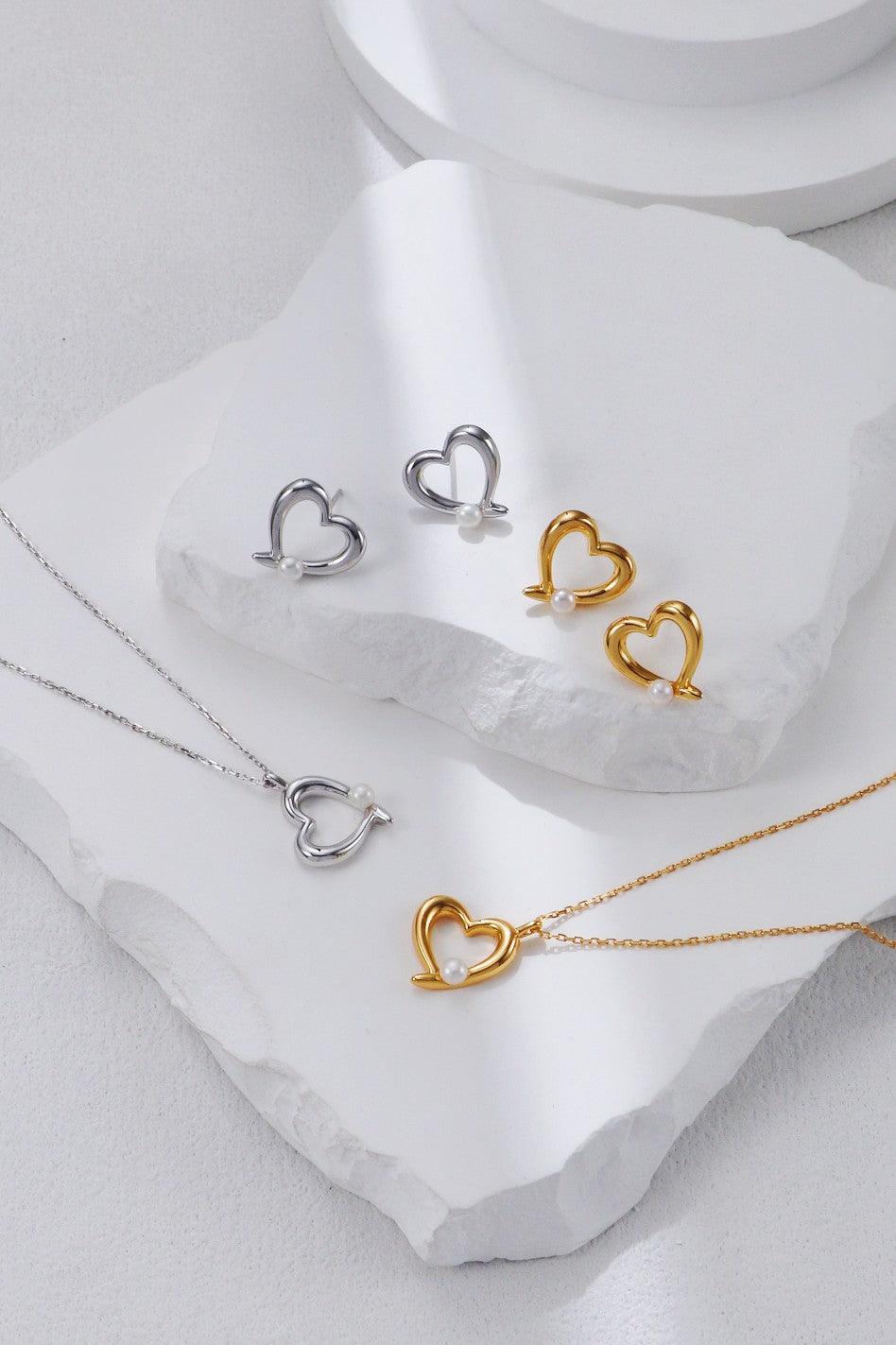 Gold Plated Pearl of Love Stud Earrings