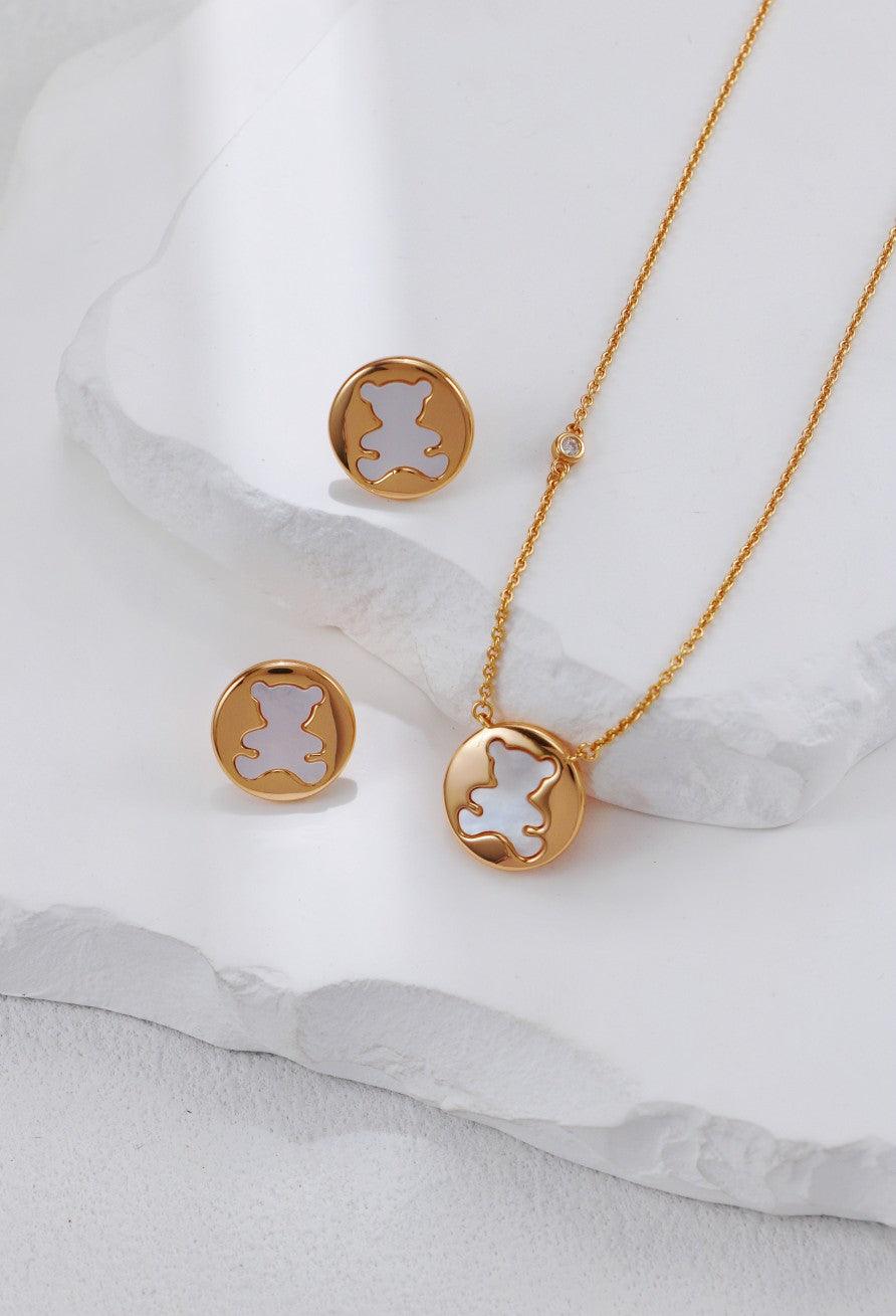 Gold Plated Hollow Bear Necklace