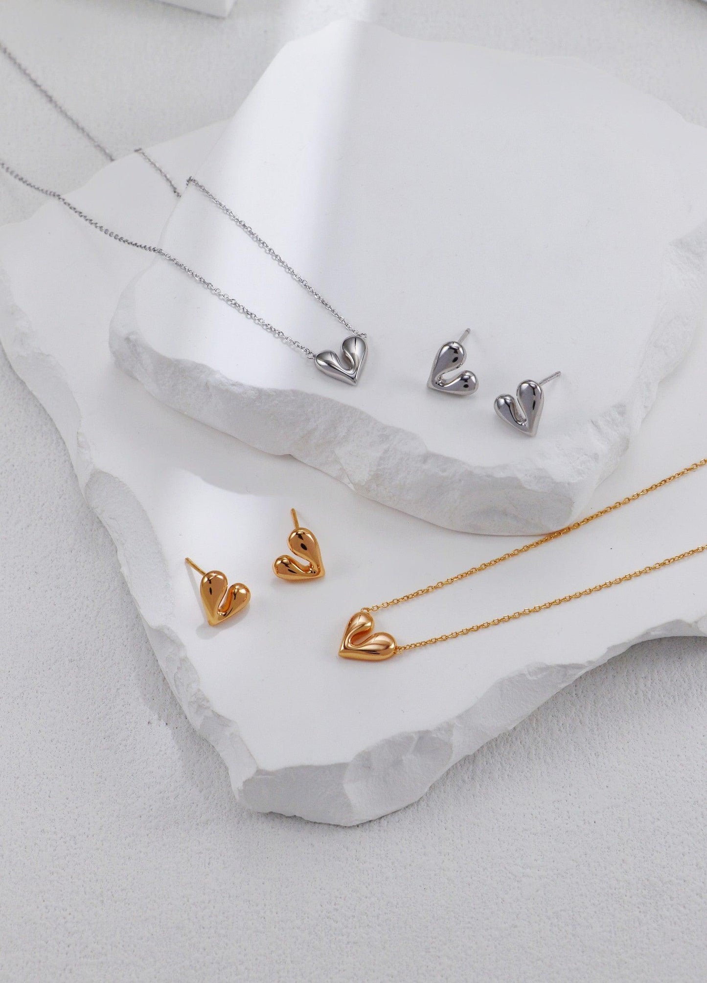 Silver Irregular Heart Shapes Earrings