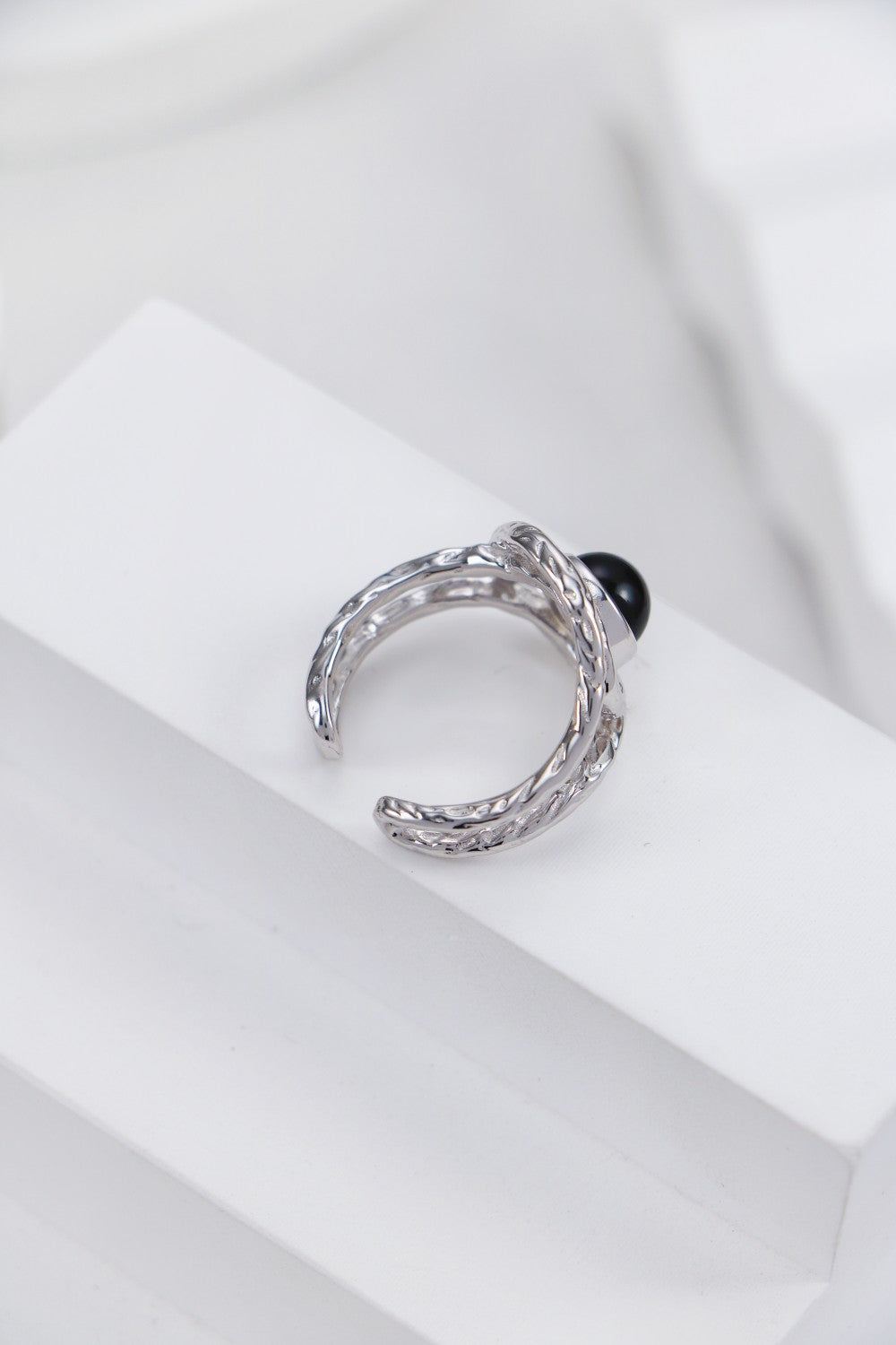 Silver Midnight Swirl Open Ring