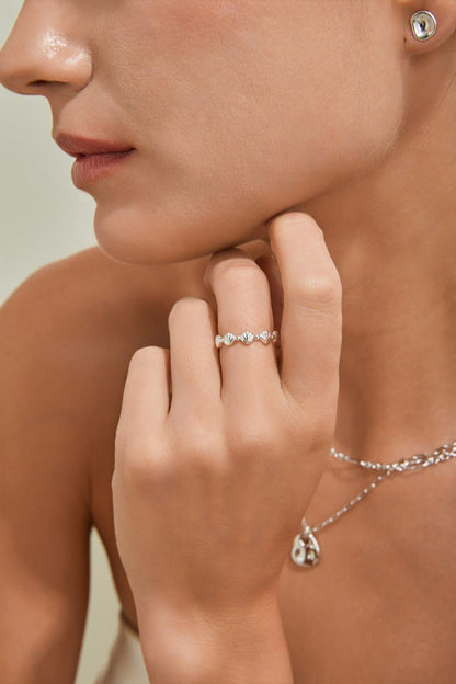 Silver Scallop Crown Open Ring