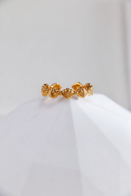 Gold Plated Scallop Crown Open Ring