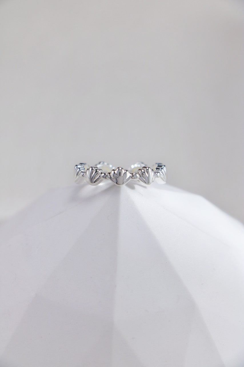 Silver Scallop Crown Open Ring