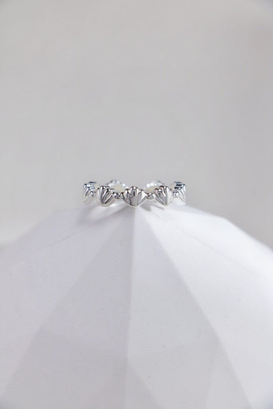 Silver Scallop Crown Open Ring