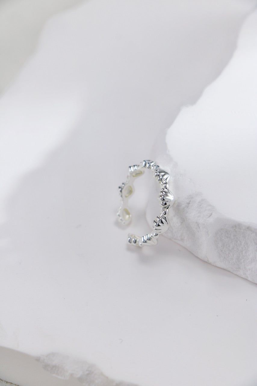 Silver Scallop Crown Open Ring