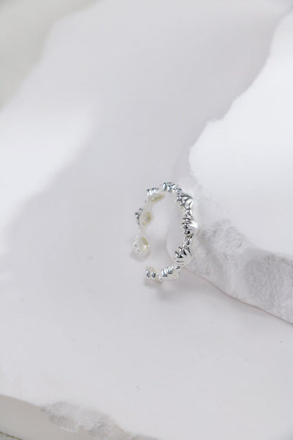 Silver Scallop Crown Open Ring