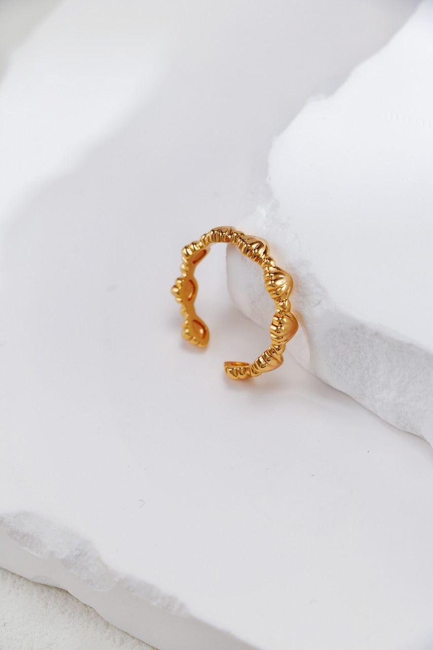 Gold Plated Scallop Crown Open Ring