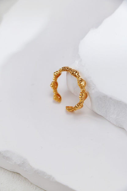 Gold Plated Scallop Crown Open Ring
