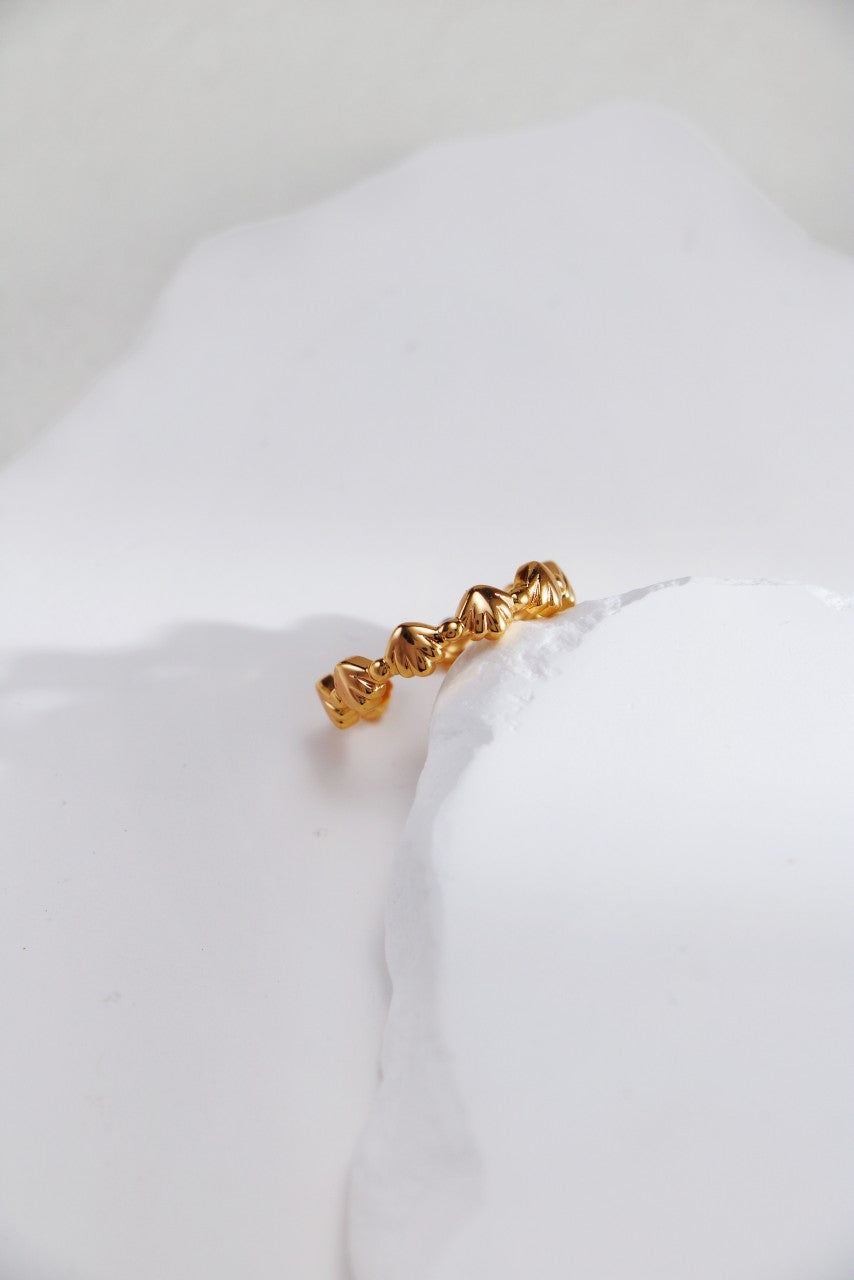 Gold Plated Scallop Crown Open Ring