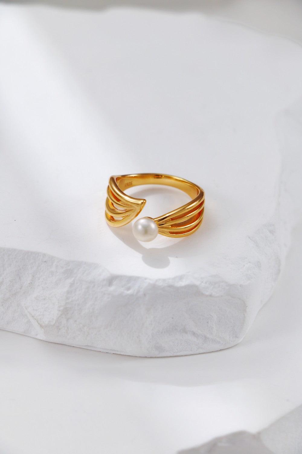 Gold Plated Statement Pearl Ring