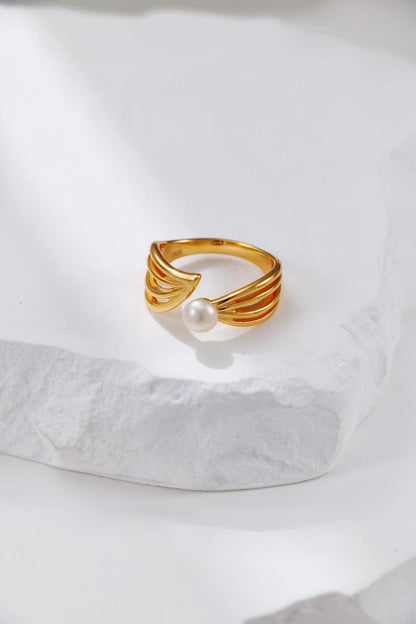 Gold Plated Statement Pearl Ring