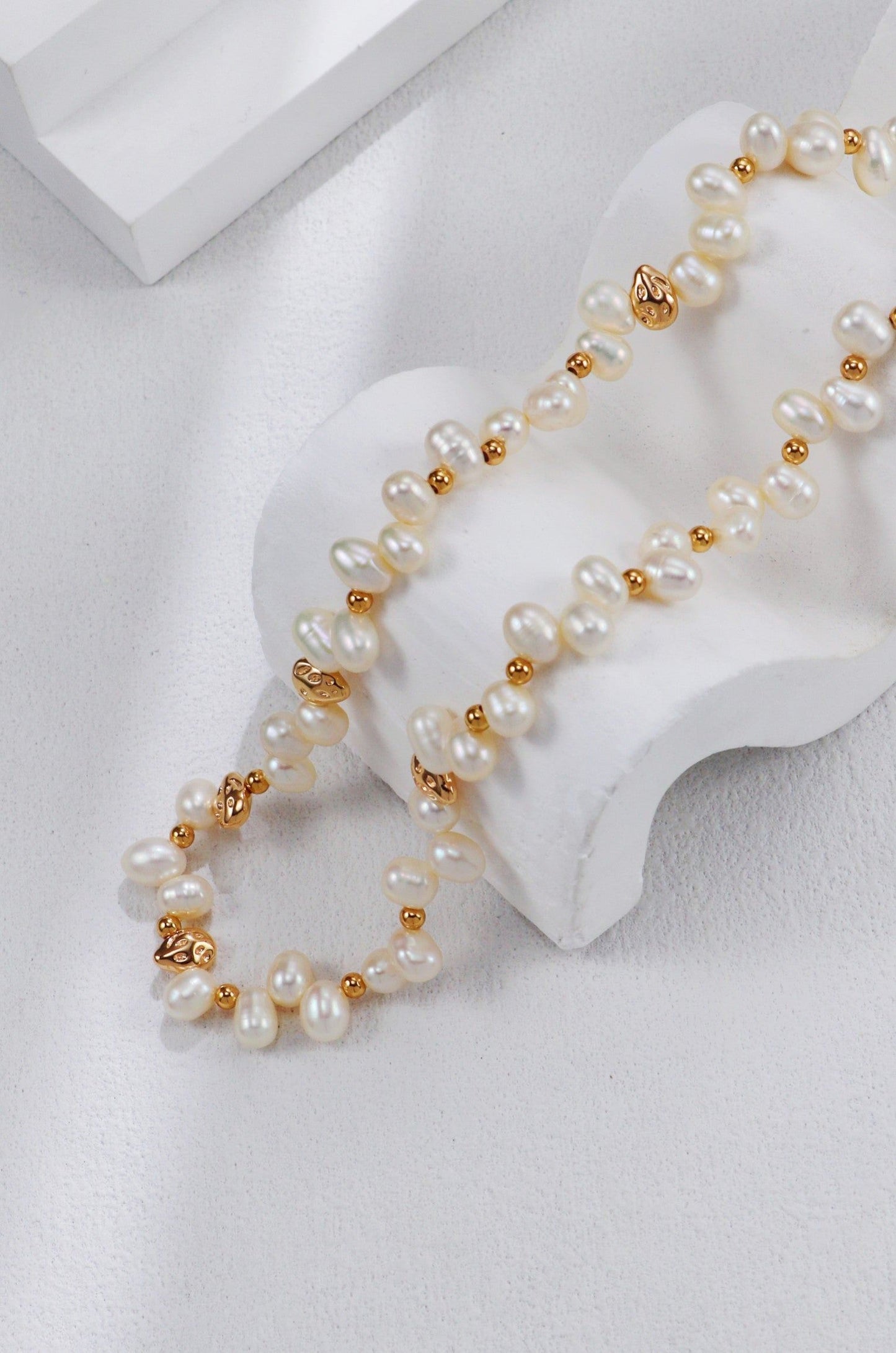 Gold Plated Auric Pearl Necklace