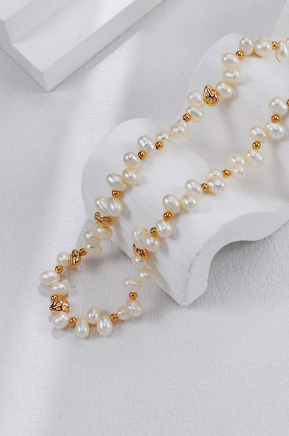 Gold Plated Auric Pearl Necklace