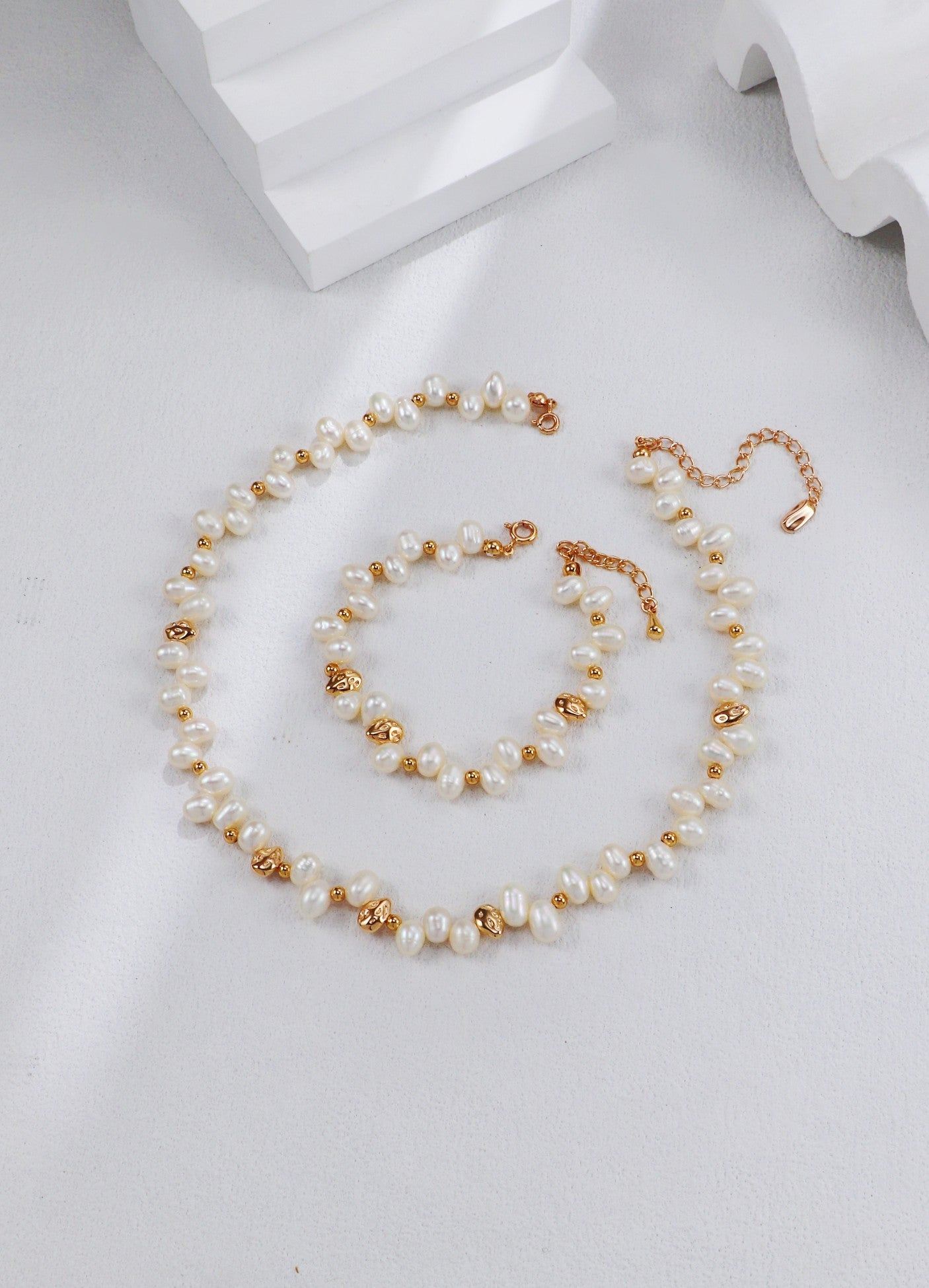 Gold Plated Auric Pearl Necklace