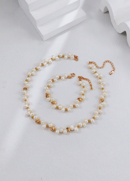 Gold Plated Auric Pearl Necklace