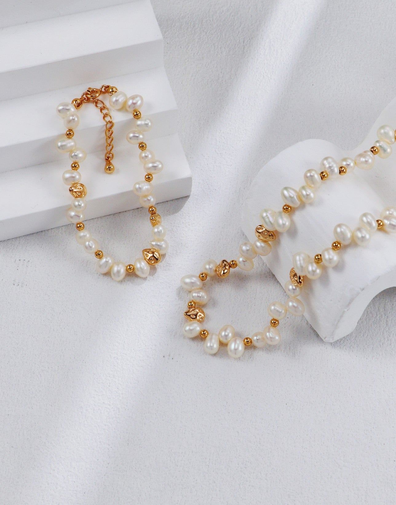 Gold Plated Auric Pearl Necklace