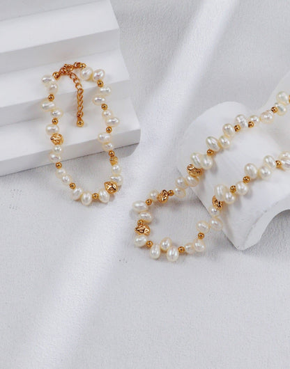 Gold Plated Auric Pearl Necklace