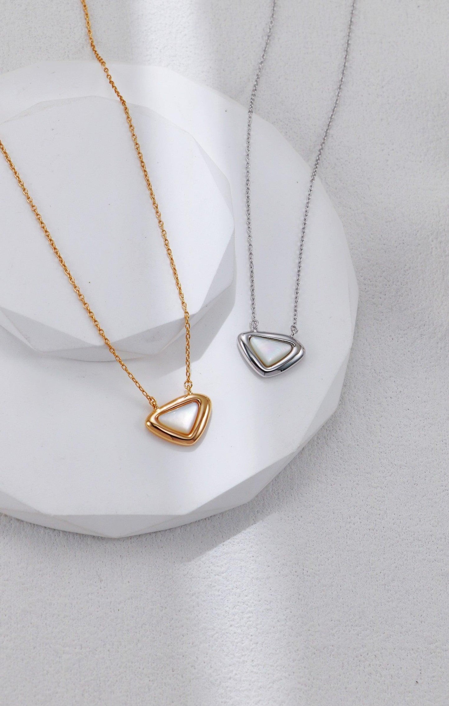 Silver Triangular Iridescent Nacre Necklace