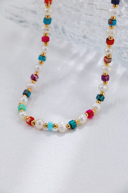 Gold Plated Pearl Confetti Necklace