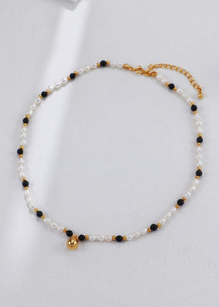 Gold Plated Moonlit Ebony Necklace