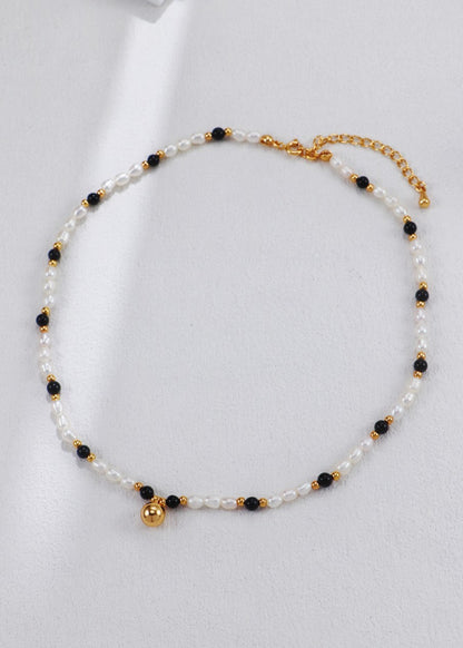 Gold Plated Moonlit Ebony Necklace