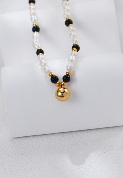 Gold Plated Moonlit Ebony Necklace