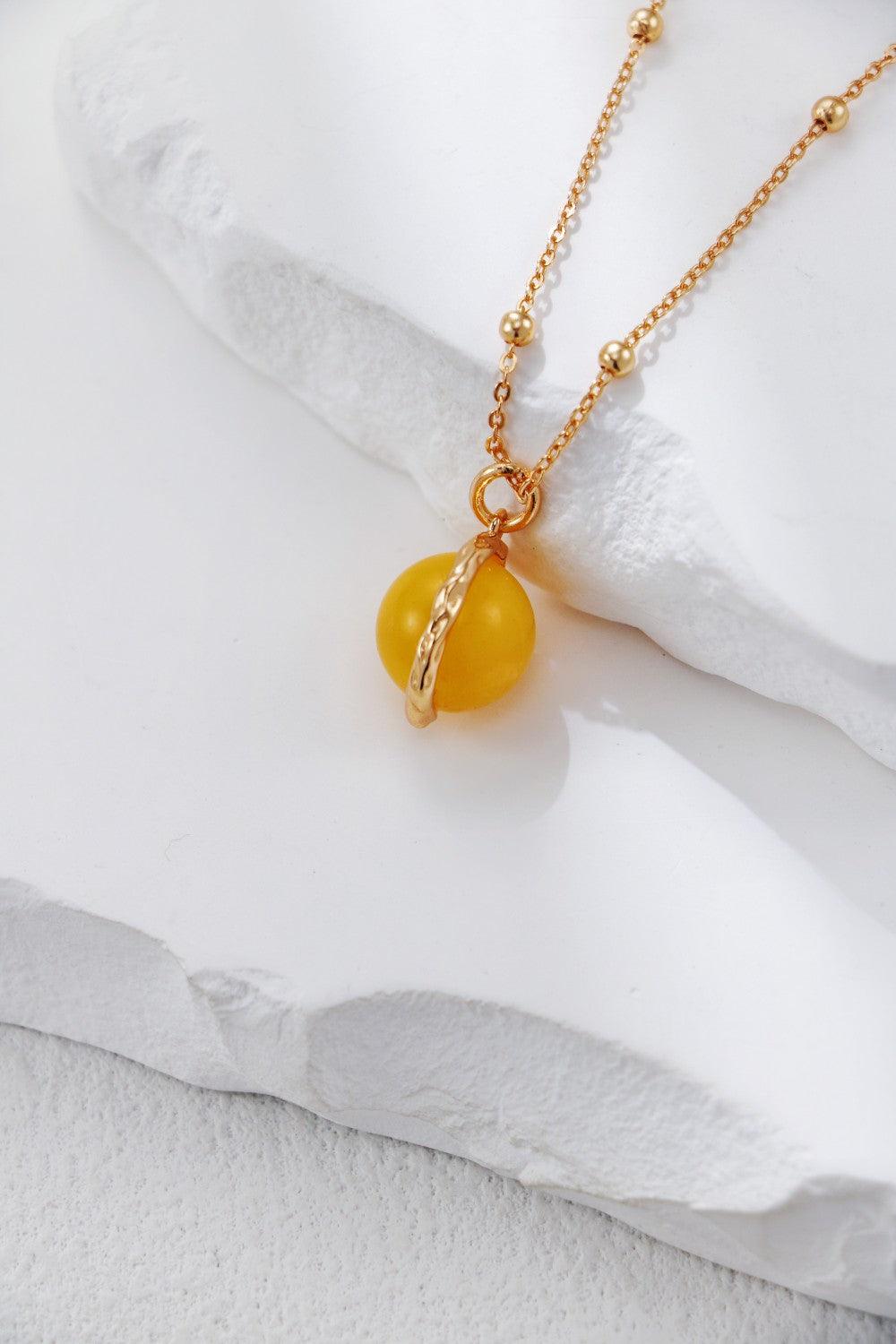 Gold Plated Single Amber Necklace