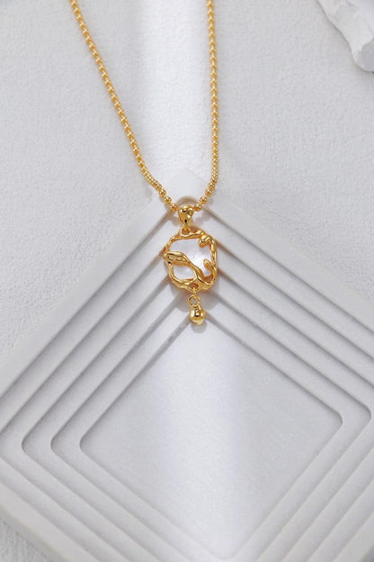 Gold Plated Iridescent Molten Square Pendant Necklace