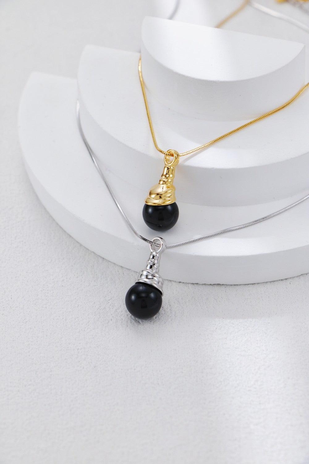 Silver Onyx Pendant Necklace