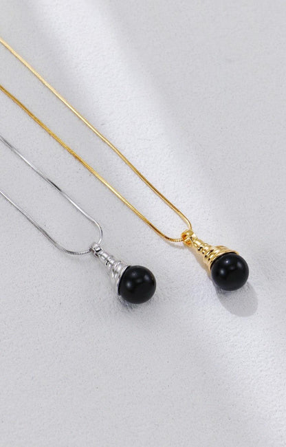 Silver Onyx Pendant Necklace