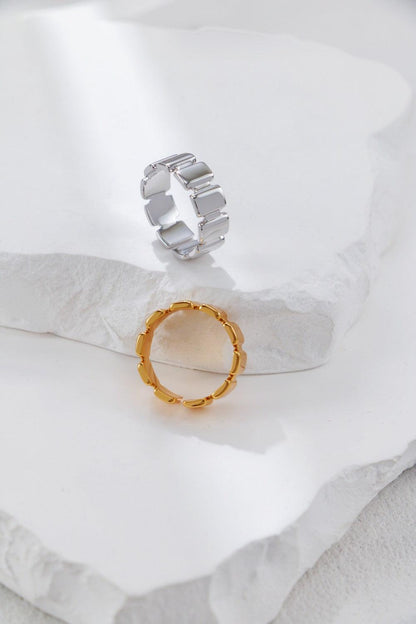 Gold Plated Rectangle Link Ring