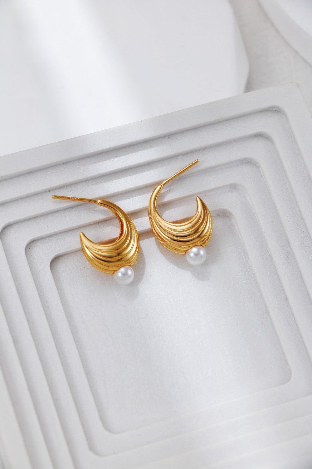 Gold Plated Moon Hook Earrings