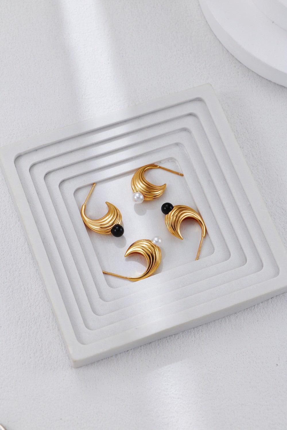 Gold Plated Moon Hook Earrings