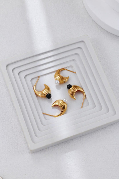 Gold Plated Moon Hook Earrings