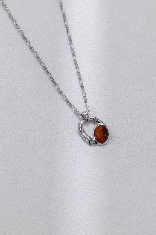 Silver Irregular Agate Opal Natural Stone Pendant Necklace