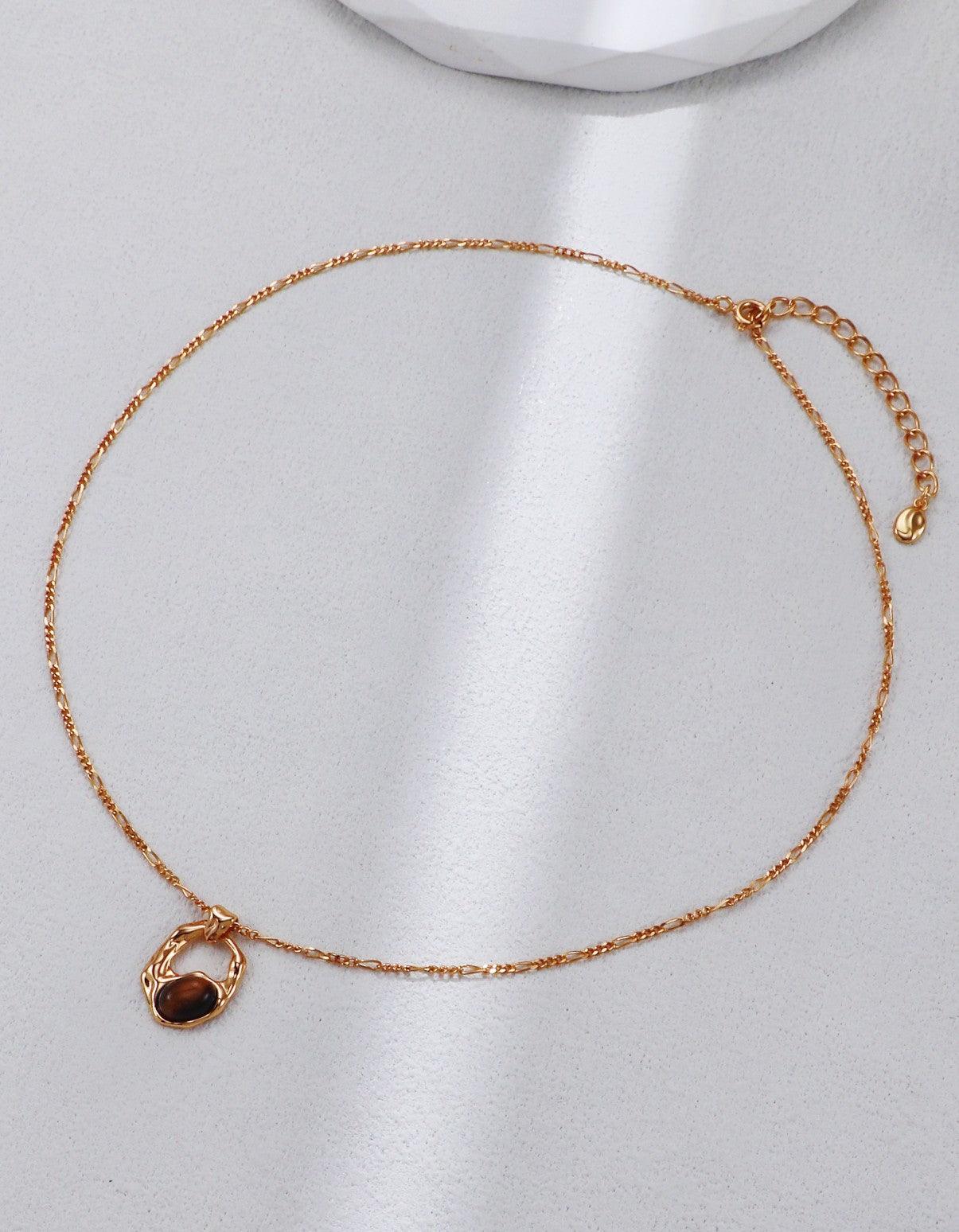 Silver Irregular Agate Opal Natural Stone Pendant Necklace