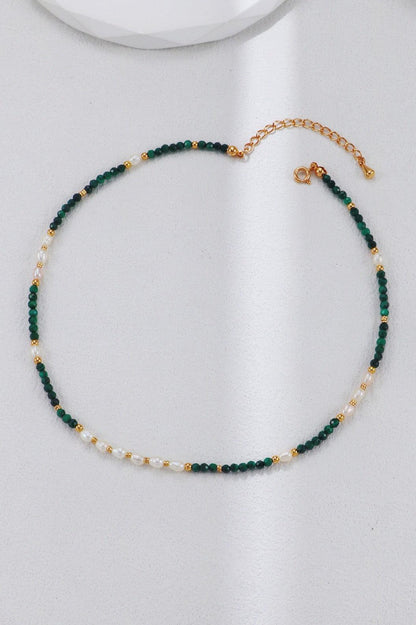 Gold Malachite Pearl Necklace