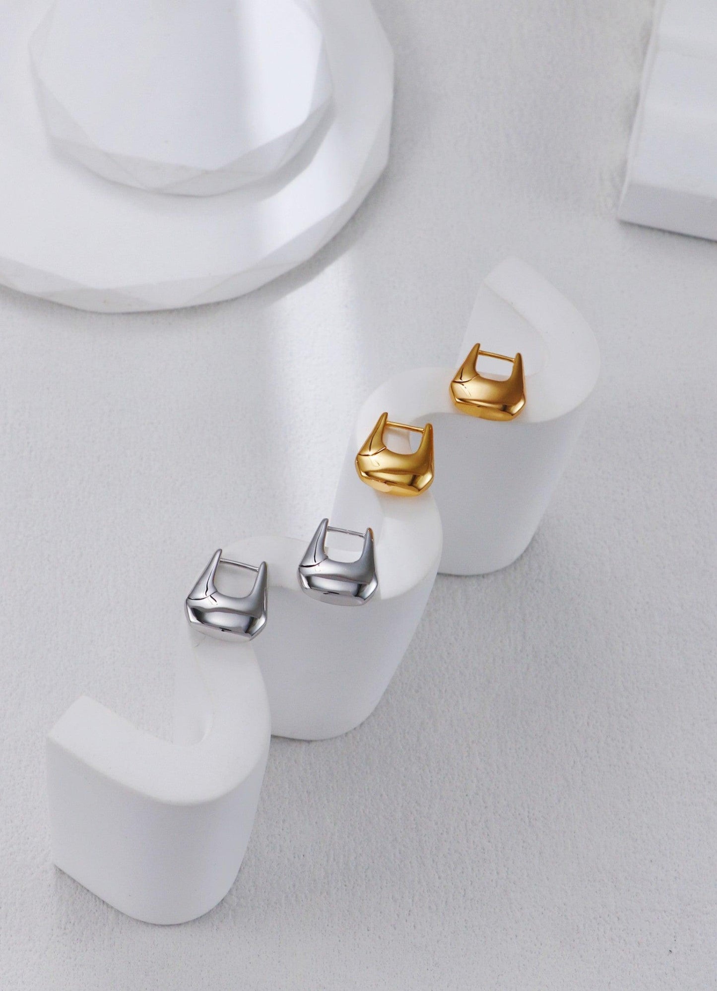 Silver U Shape Hoop Earrings