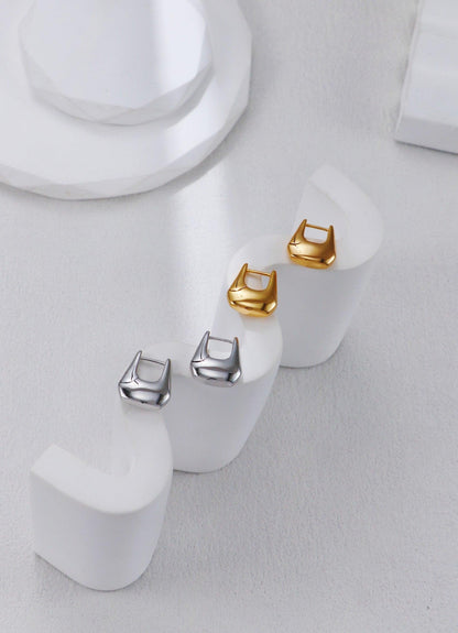 Silver U Shape Hoop Earrings