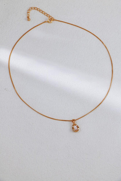 Gold Plated White Shell Oval Necklace