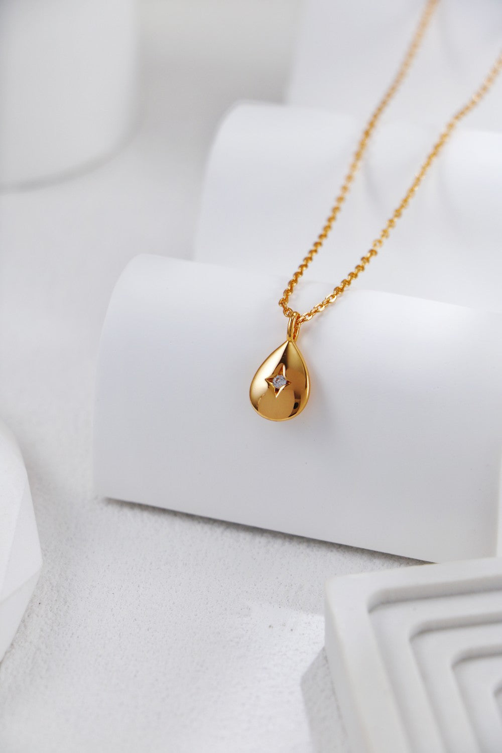 Gold Plated Zirconia Droplet Necklace
