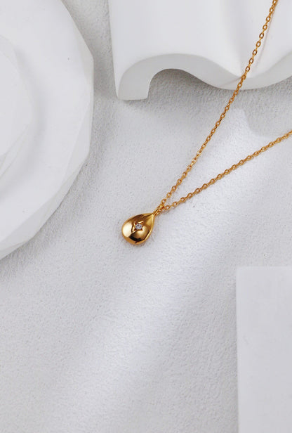 Gold Plated Zirconia Droplet Necklace