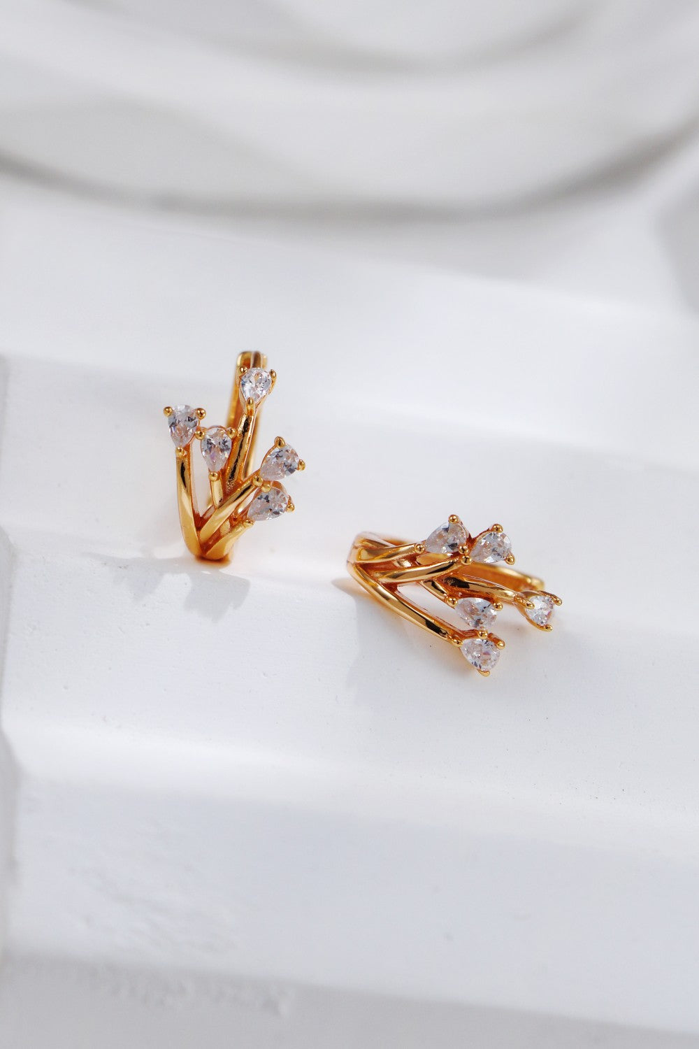 Gold Plated Zirconia Spring Branches Earrings