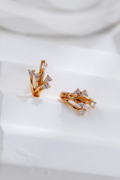 Gold Plated Zirconia Spring Branches Earrings