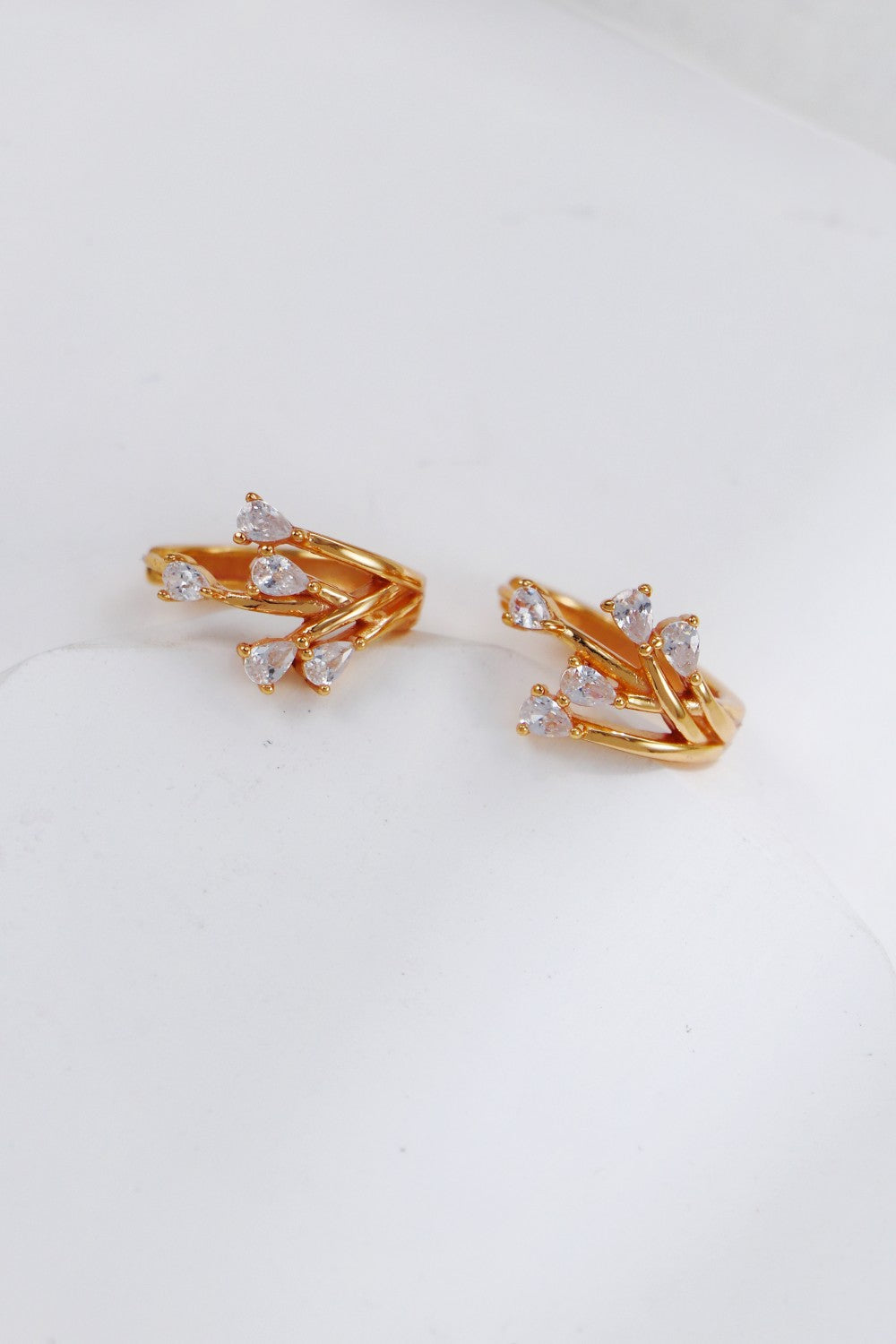 Gold Plated Zirconia Spring Branches Earrings