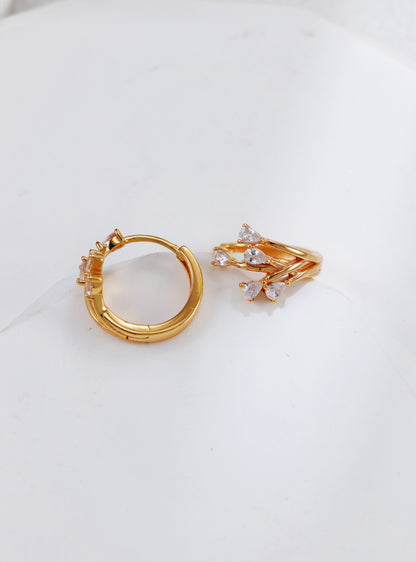 Gold Plated Zirconia Spring Branches Earrings