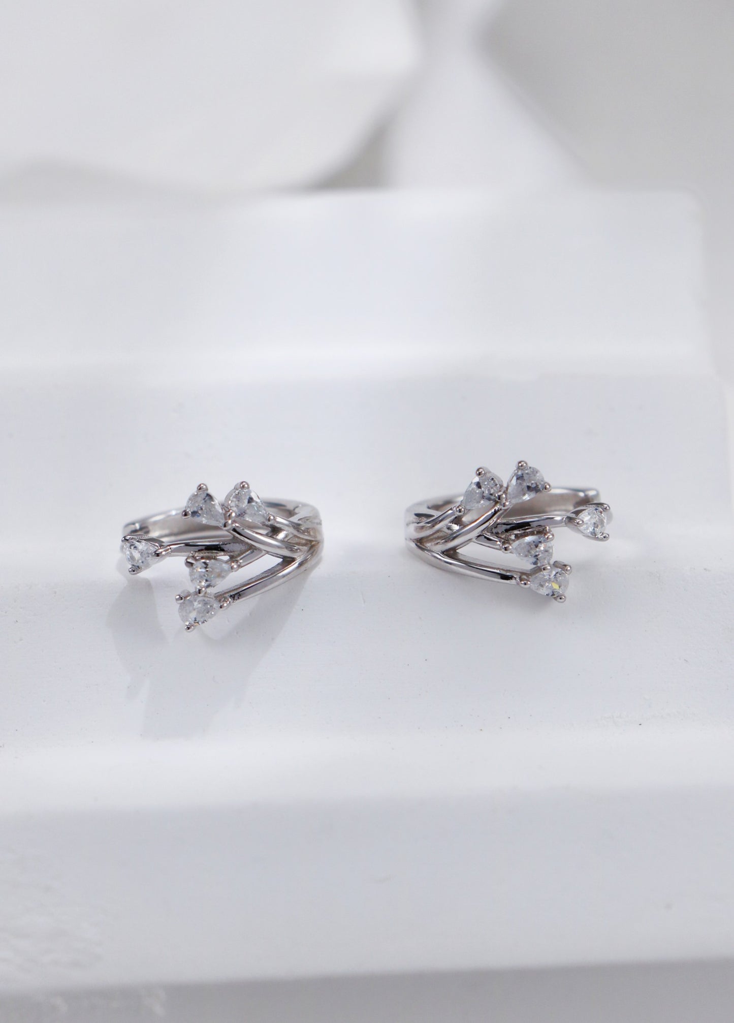 Silver Zirconia Spring Branches Earrings