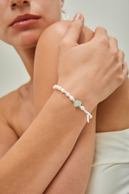 Silver Crystal n Pearl Bracelet