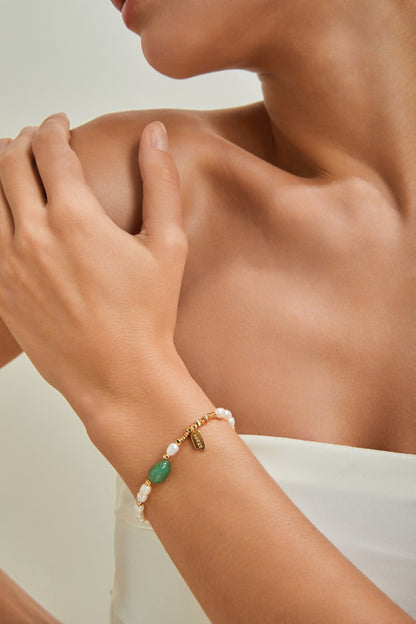 Gold Plated Crystal n Pearl Bracelet